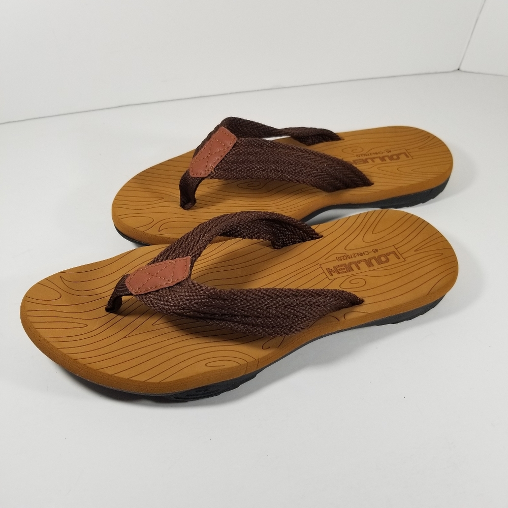 Louluen Sandals Men's Size 11 EU 45 Brown Tan Flip Flops